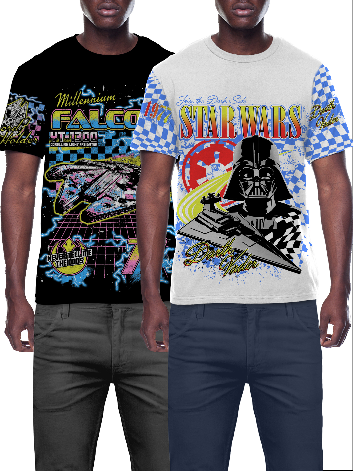 , Mens Graphic Tee, Falcon Vader Race, 2-Pk, Sizes S-3XL